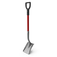 Red Handle Shovel: Gardening Tool, Metal Blade, Digging Equipment