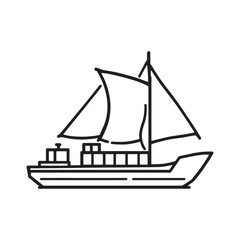 Detailed vector drawing of a river barge boat