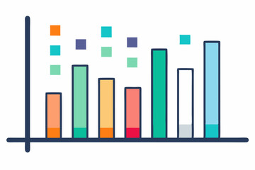 Isometric 3D illustration of a blue bar chart representing financial growth, business performance, or statistical analysis. The image features five ascending bars placed on a tech-style platform.