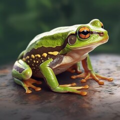 green frog isolated on background.