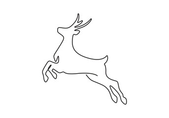 Simple continuous single line drawing of deer vector illustration