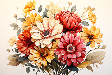 Watercolor Flowers Bouquets, illustration background