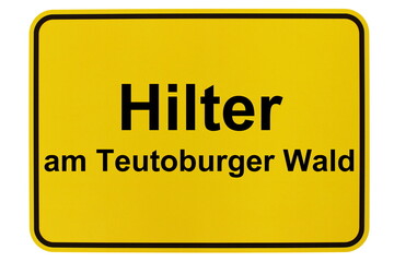 Illustration eines Ortsschildes der Gemeinde Hilter im Teutoburger Wald in Niedersachsen