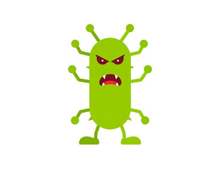 A bacteria character with an evil expression, isolated on a transparent background.