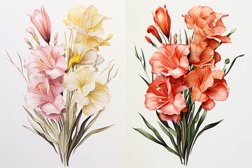 Watercolor Flowers Bouquets, illustration background