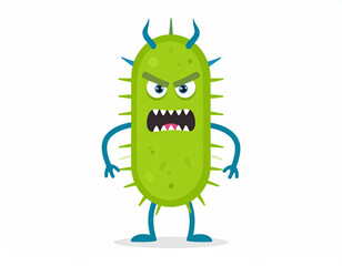 A bacteria character with an evil expression, isolated on a white background.