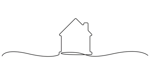 Continuous one line drawing of home icon. Modern house illustration. Single line art home illustration. Vector illustration for the web design continuous thin line home graphic illustration