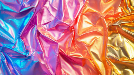Holographic foil texture, rainbow reflections, textile shiny material