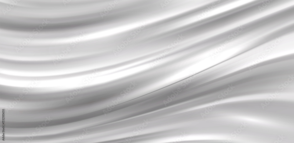 Poster smooth elegant white silver satin texture abstract background. luxurious flowing background design. 