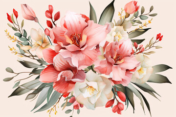 Watercolor Flowers Bouquets, illustration background
