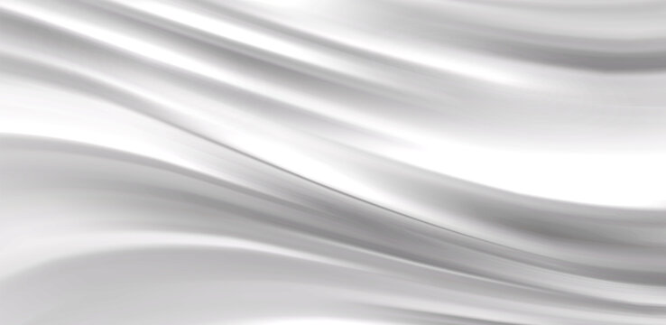 Smooth elegant White Silver satin texture abstract background. Luxurious flowing background design. Vector Drapery Wallpaper BG