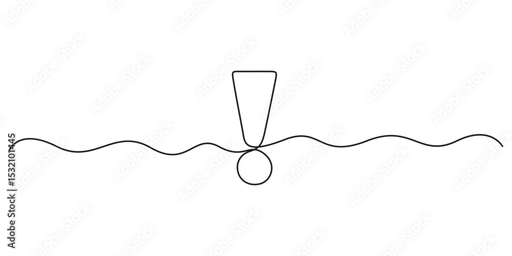 Poster continuous one line drawing of exclamation mark. single line drawing of an exclamation mark. exclama