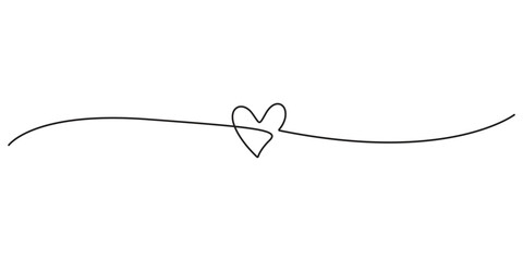 Doodle abstract heart continuous one line drawing vector illustration