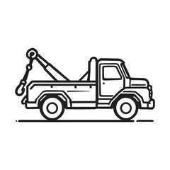 Naklejka premium Flat style tow truck vector line art for design