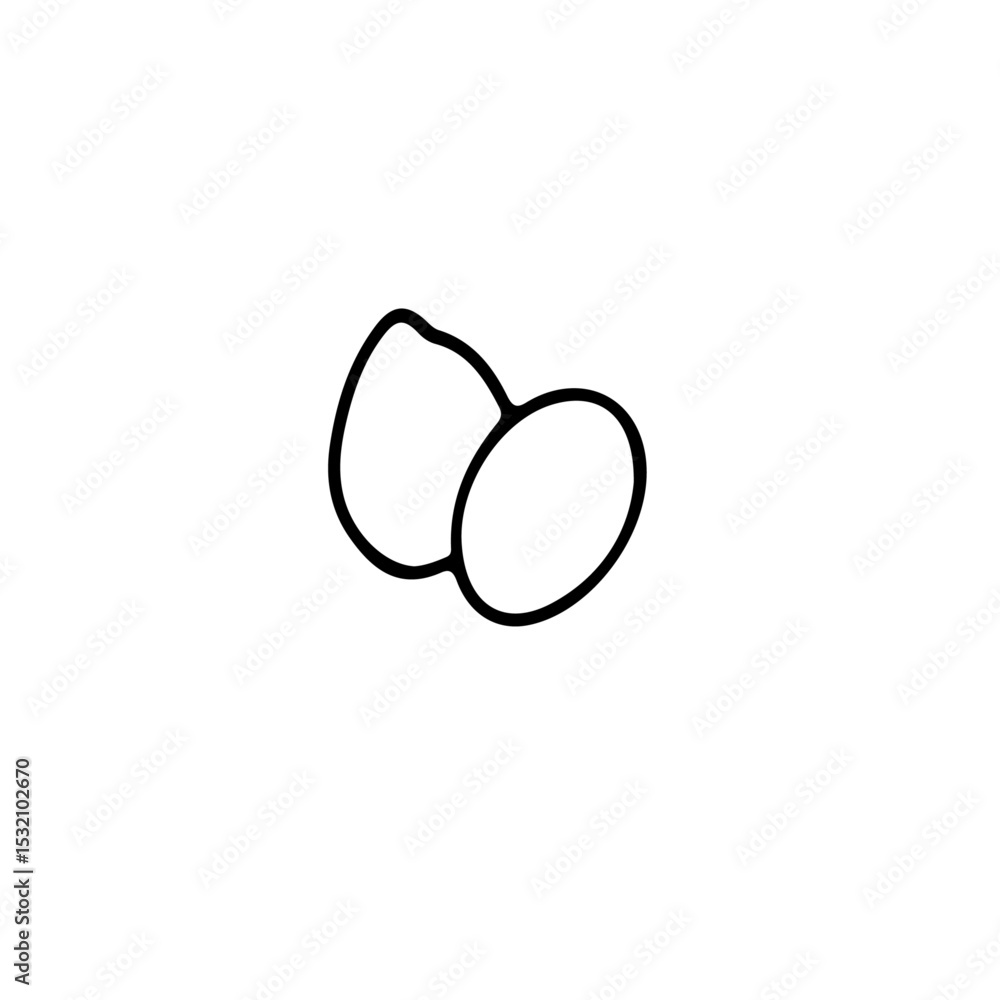 Aufkleber two simple eggs drawn with black lines in a minimalist style and placed on a plain white background