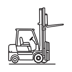 Forklift Industrial Equipment Line Art Vector