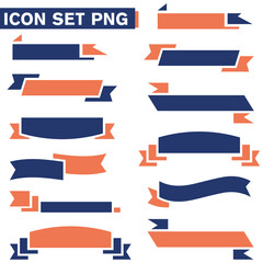 Fototapeta premium Nastro blu arancione grande set Collezione di striscioni nastri. Isolato su sfondo . - illustrazioni 