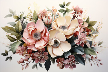 Watercolor Flowers Bouquets, illustration background