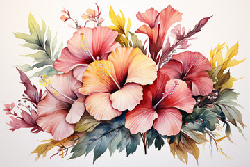 Watercolor Flowers Bouquets, illustration background