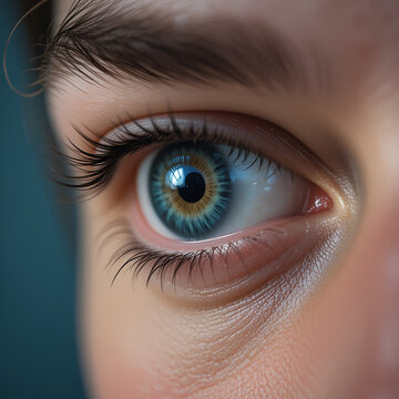 Macro shot of an eye twitching, ache, muscle spasm and discomfort