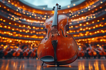 Cello on stage classical music performance image