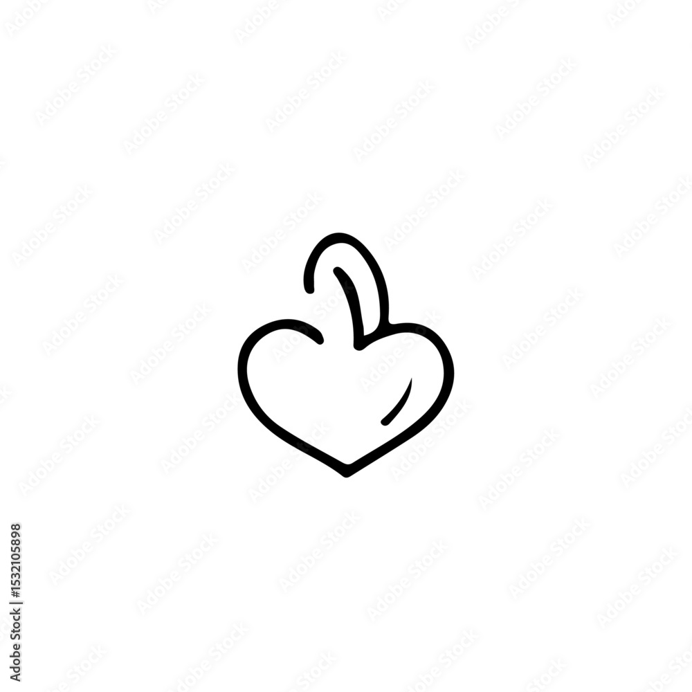 Poster a simple line drawing of a heart shape with a loop at the top against a plain white background space