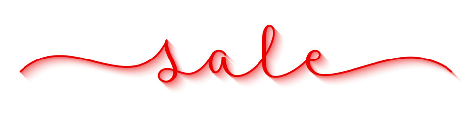 SALE red vector brush calligraphy banner with swashes on white background