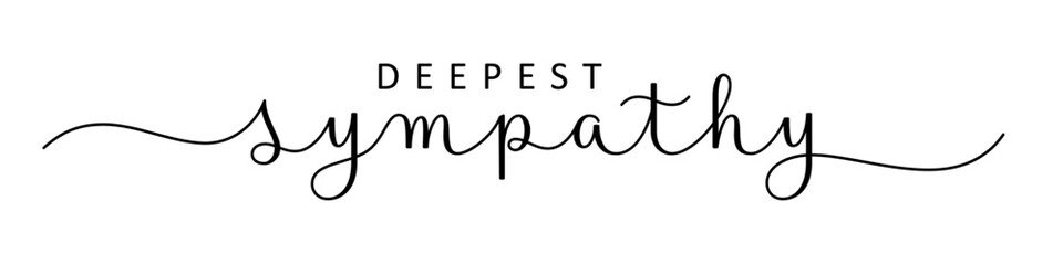 DEEPEST SYMPATHY black vector brush calligraphy banner with swashes on white background