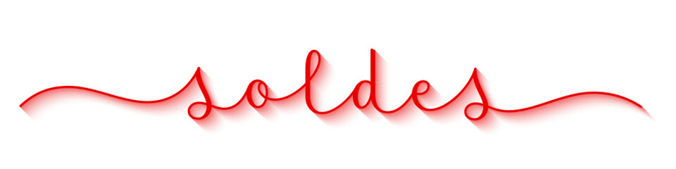 SOLDES (SALE in French) red vector brush calligraphy banner with swashes on white background