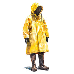 Rain Gear, watercolor vector, isolated on a white background.