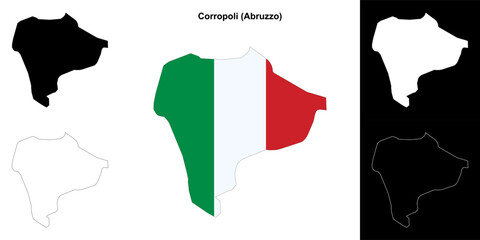 Fototapeta premium Corropoli (Abruzzo) outline map set