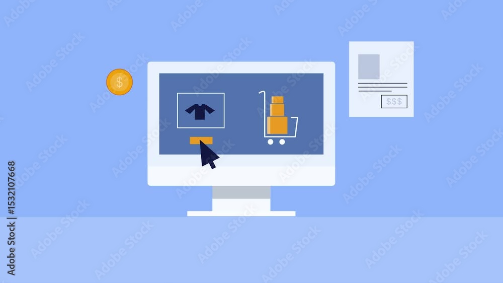 Poster mouse click initiate purchase and items added to cart, invoice generated and coins flow.
