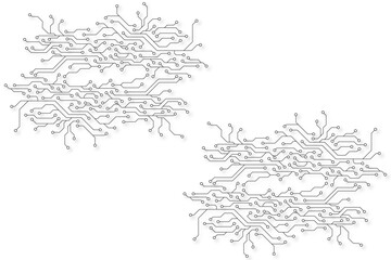 Black circuit diagram on white background. High-tech circuit board connection system.Vector abstract technology on white background.