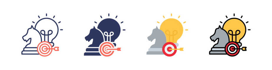 Strategy Multi Style Icon Set Vector 