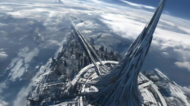 Futuristic City Aerial View.