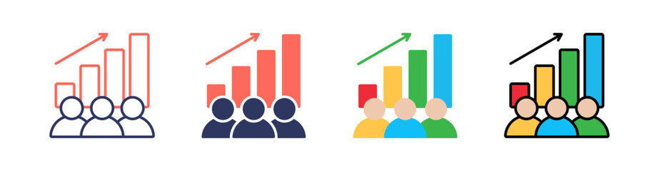 Demographic Multi Style Icon Set Vector 