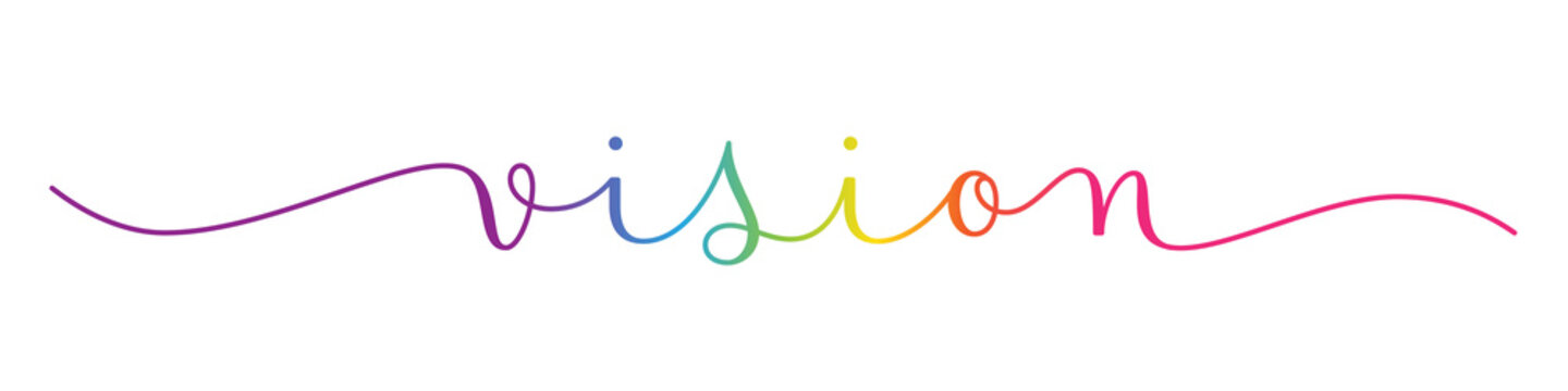 VISION colorful brush calligraphy banner on transparent background