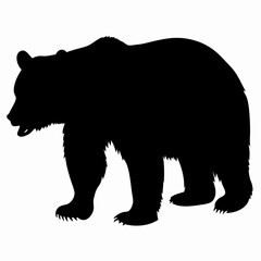 Silhouette of a Walking Bear Isolated on White Background
