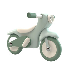 Cartoon bike without pedals green and white toddler isolated on transparent background