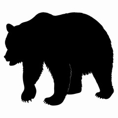 Silhouette of a Walking Bear Isolated on White Background
