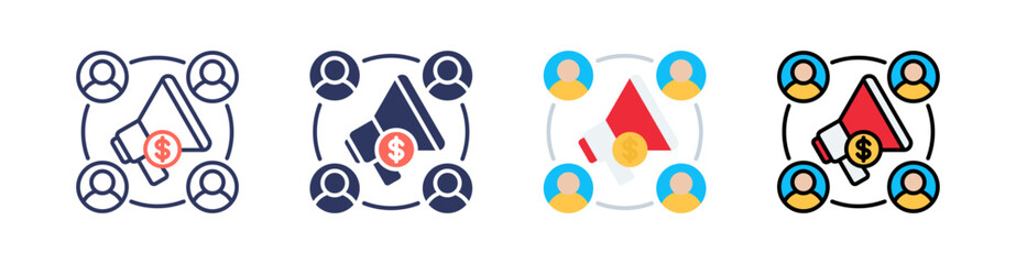 Sponsorship Multi Style Icon Set Vector 