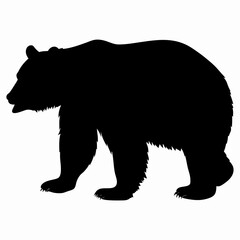Silhouette of a Walking Bear Isolated on White Background
