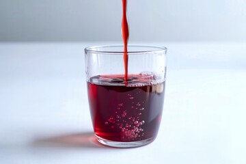 A photograph of a cascade of vibrant cherry juice