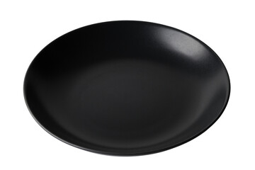 empty black ceramic plate  isolated on white background with clipping path.