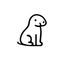 Obraz premium A simple line drawing of a cartoon animal sitting with a rounded head and small eyes on a white background