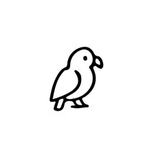 Obraz premium A simple black and white line drawing of a small bird with a rounded body and a short beak facing right