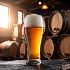 glass of beer at the brewery