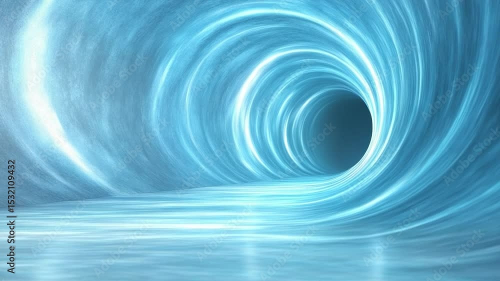 Poster illusion of the blue tunnel: immerse yourself in the ethereal and enigmatic embrace of a swirling, l
