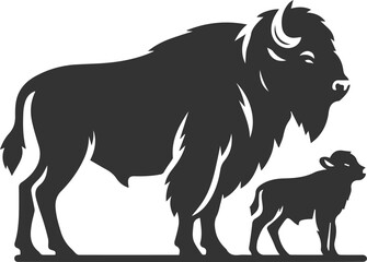 European bison mammal animal vector silhouette drawing
