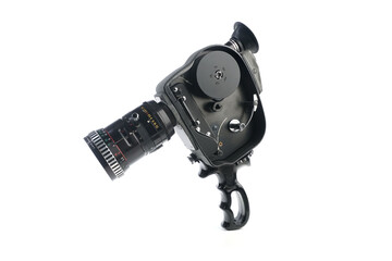 Old black and white Vintage Film Camera isolated on white Background